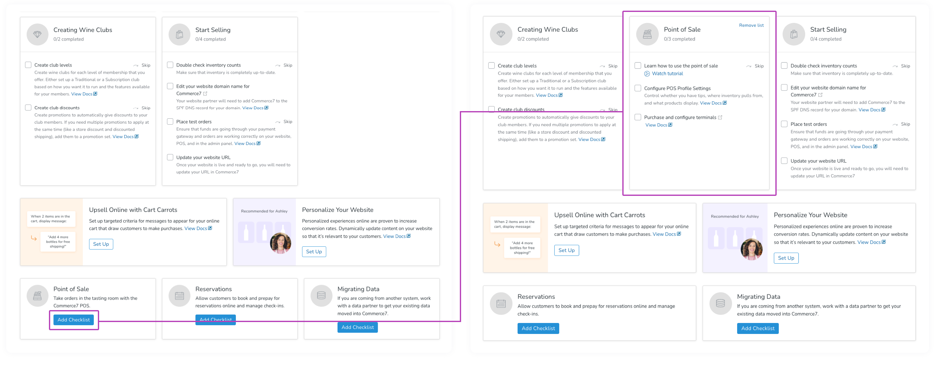 Optional checklist blocks