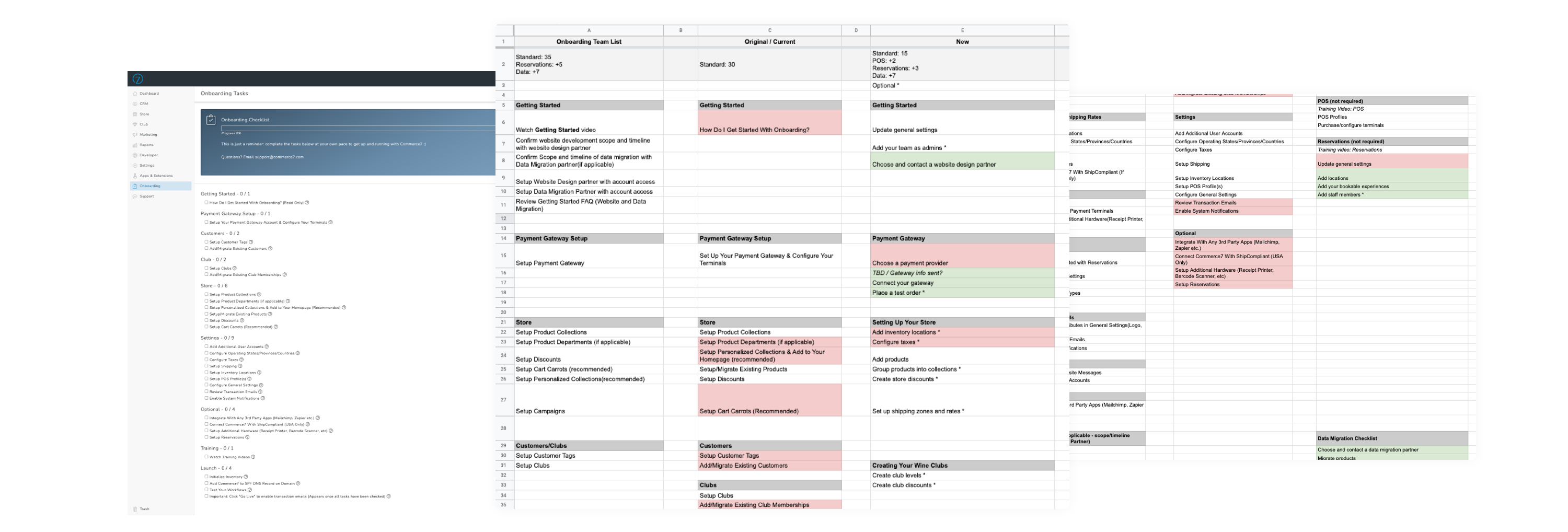 List of onboarding tasks in a Google sheet