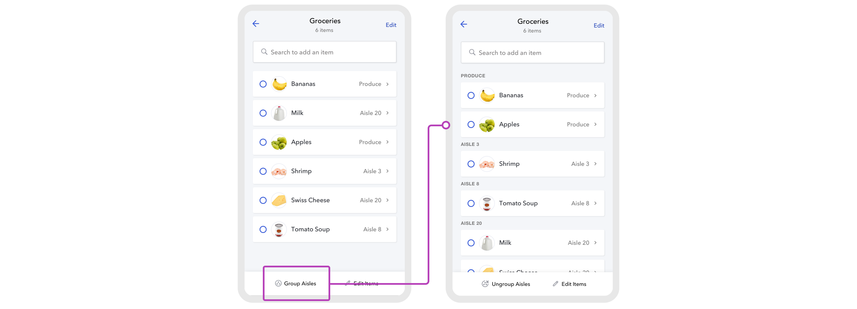 Grouping products by location